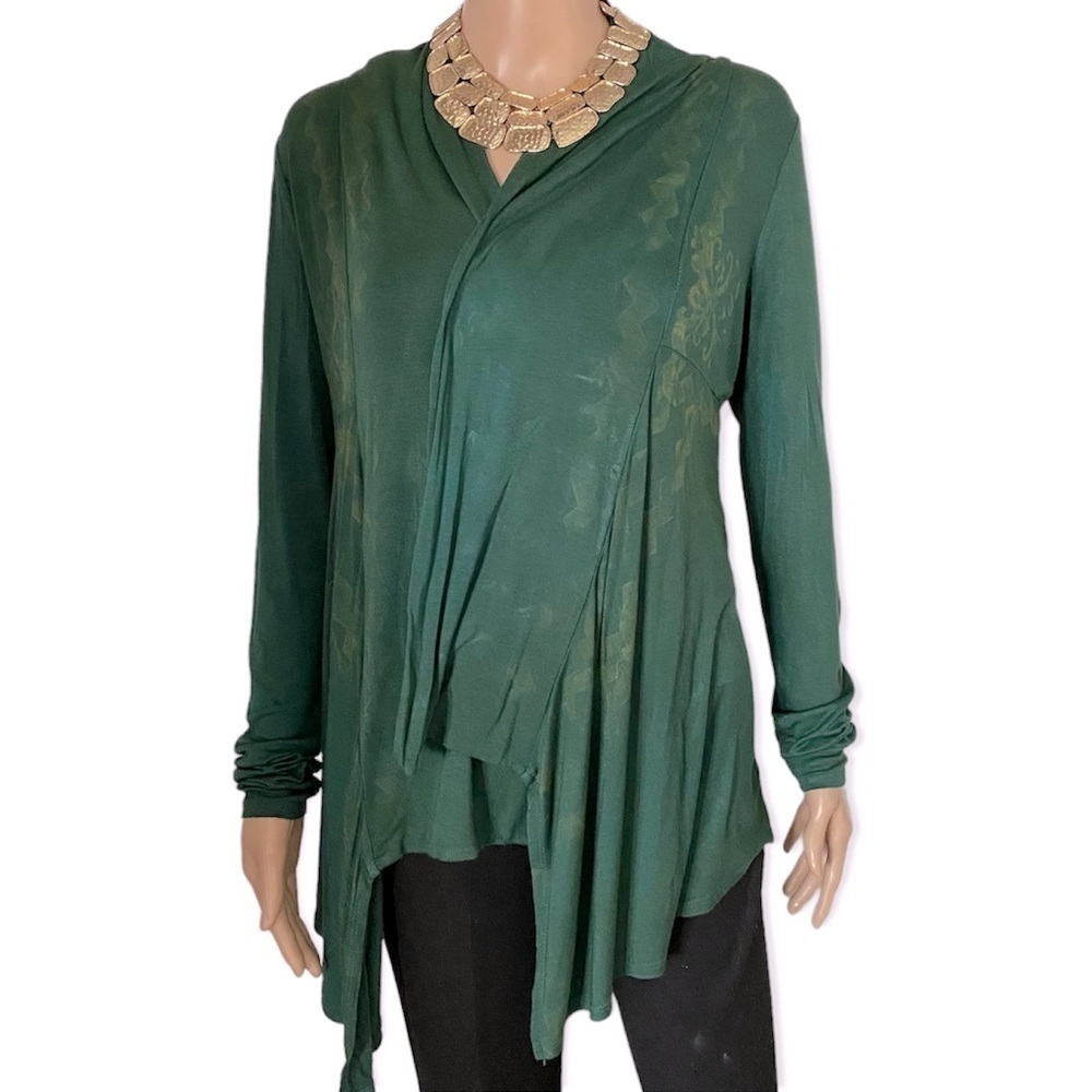 MCM OPEN ASYMMETRICAL CRESTED LONG SLEEVE LIGHTWEIGHT CARDIGAN SWEATER Jacket